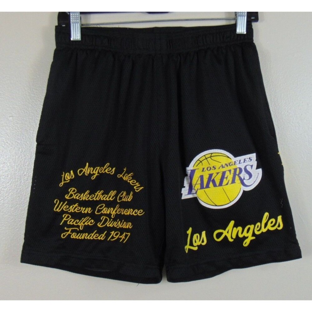 Los Angeles LA Lakers NBA Mesh Shorts Black Ultra Game Size Small Pockets
